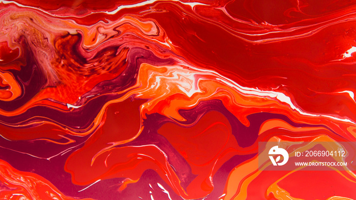 Vibrant red colors stains of liquid acrylic colors