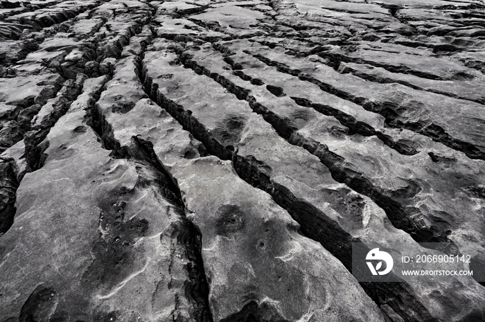 Coastal limestone rock formations, The Burren Region, Clare County, Ireland