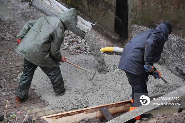 Concrete cement delivery foundations workers