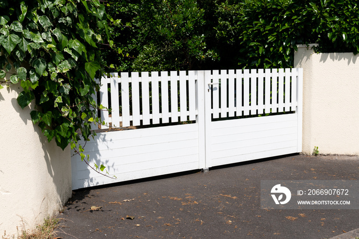 White PVC gate garden door and family home house
