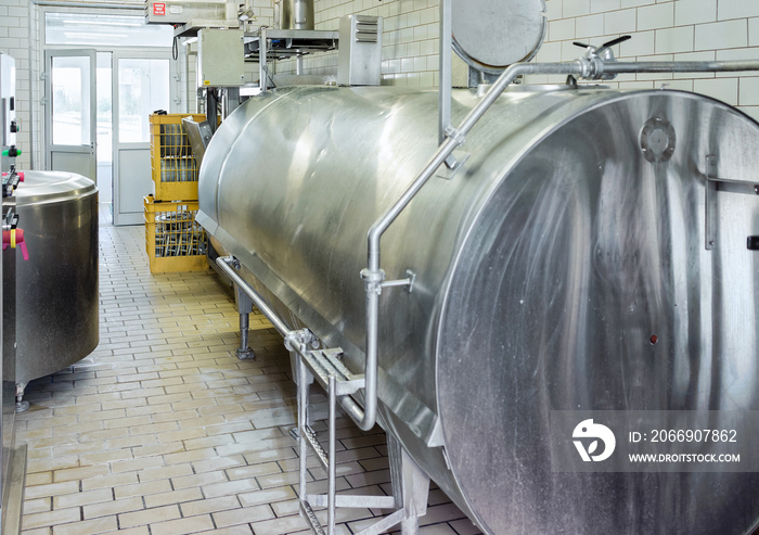 Liquid storage tank and pipe in the dairy of France