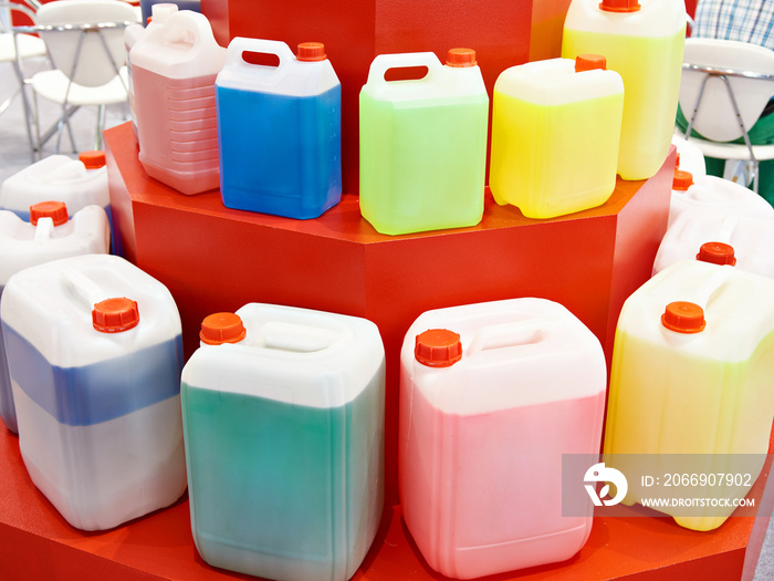 Plastic cans with color liquids