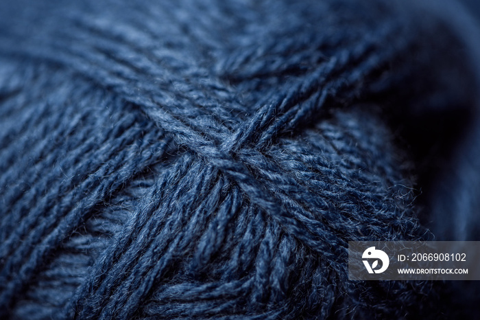 full frame of blue yarn texture as background