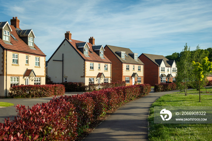 Row of new built houses in england uk