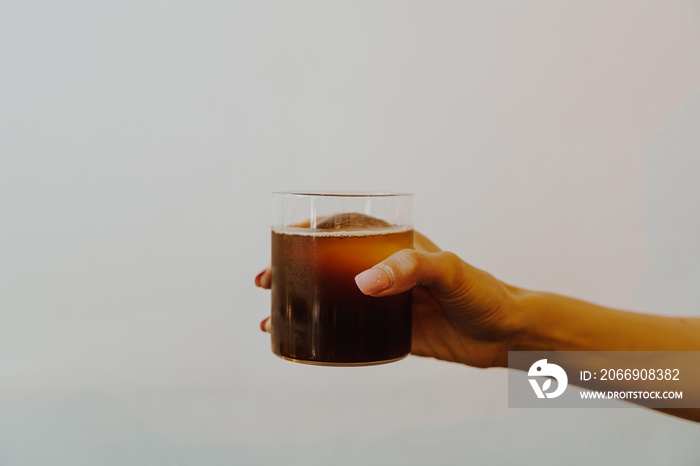 black coffee cold drip in glass