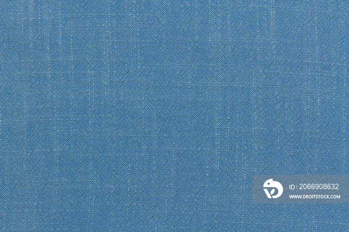 Surface of cotton linen tablecloth kitchen (napkin) blue color texture background.