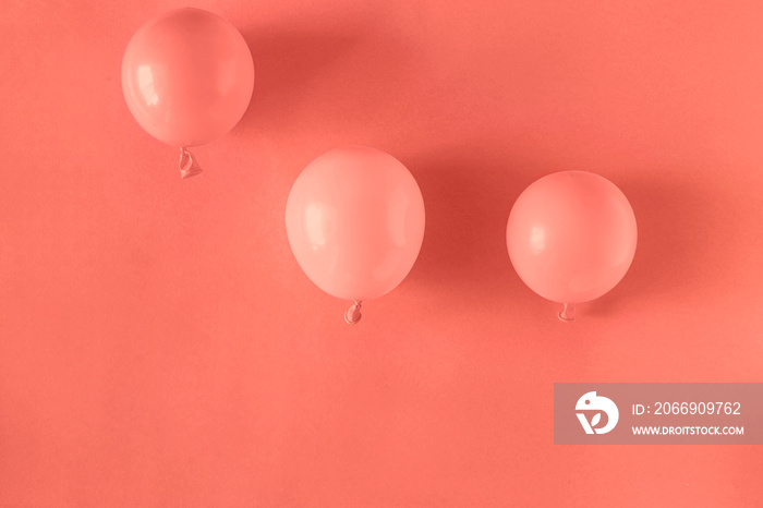 Coral balloons coral pastel background