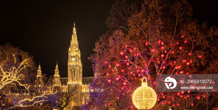 Christmas market at Rathaus in Wien, Austria