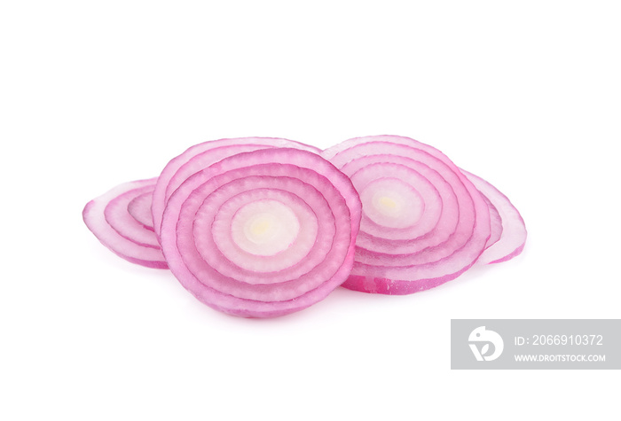 sliced fresh shallot on white background