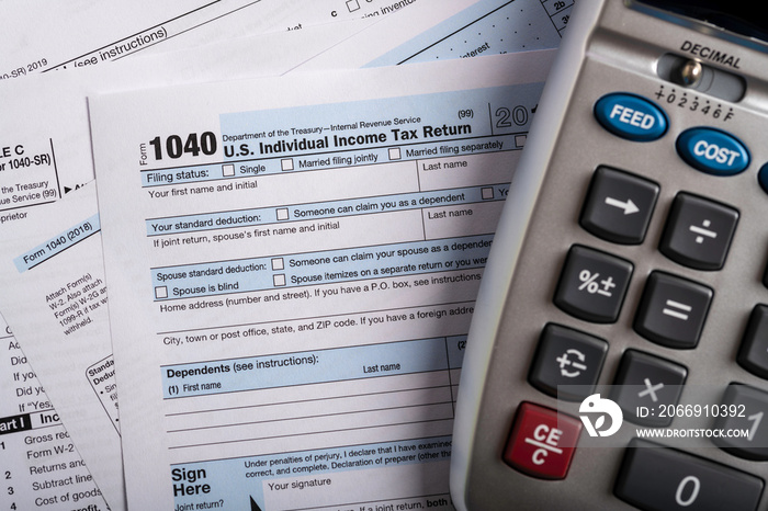 United States tax forms with calculator