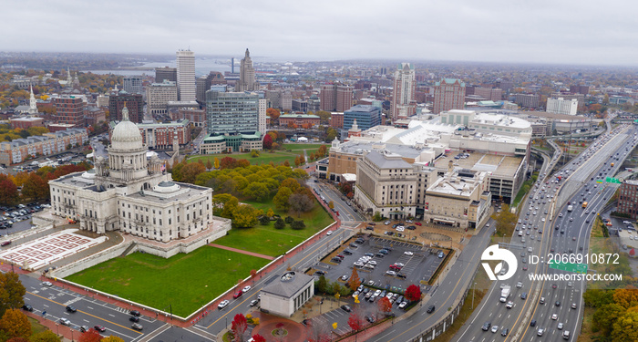 Aerial View Rush Hour Highway Hartford Connecticut State Capital