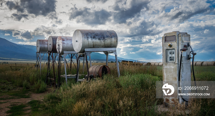 Gas Pump and Storage Tanks on the Ranch