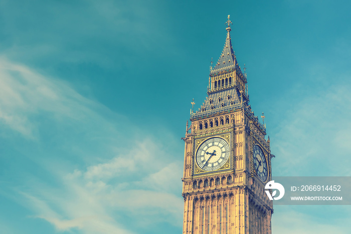 Big Ben, London, UK, vintage effect style