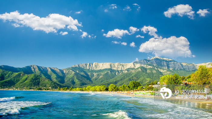 Psili Ammos beach, Thassos island, Greece. It is known as Golden beach. It is situated between Skala Panagia and Skala Potamia.