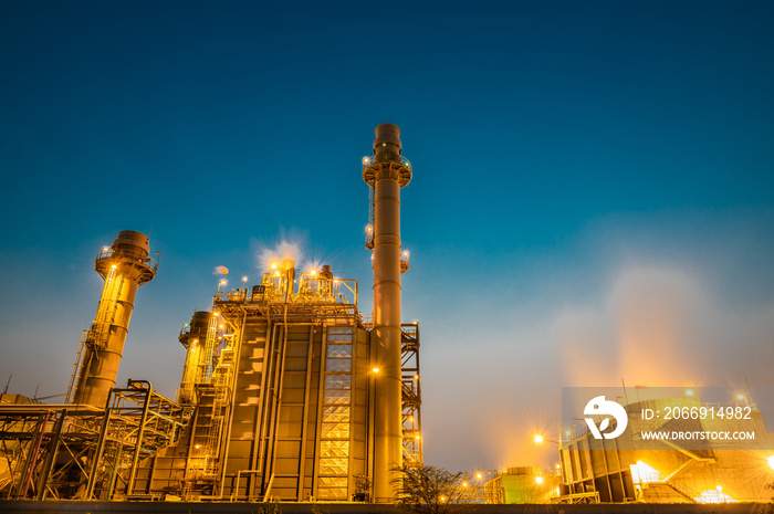 Glow light of petrochemical industry on sunset and Twilight sky ,Power plant,Energy power station area