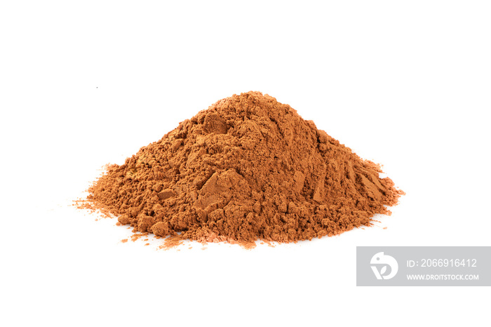 Pile of ground cinnamon isolated on white background.