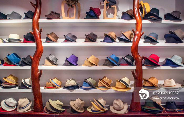 Hats and more hats on display and ready to buy