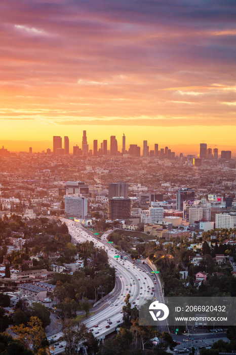 Spectacular Sunrise Over Los Angeles, California