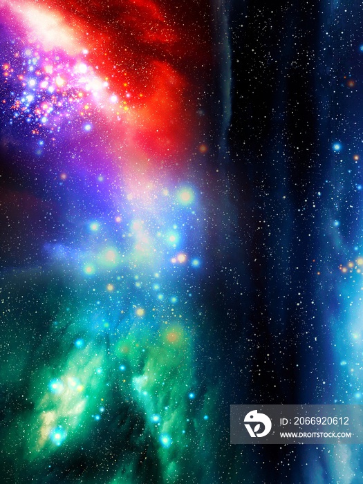 Colorful cosmos with nebula and stars. Beauty of the universe 3d illustration.