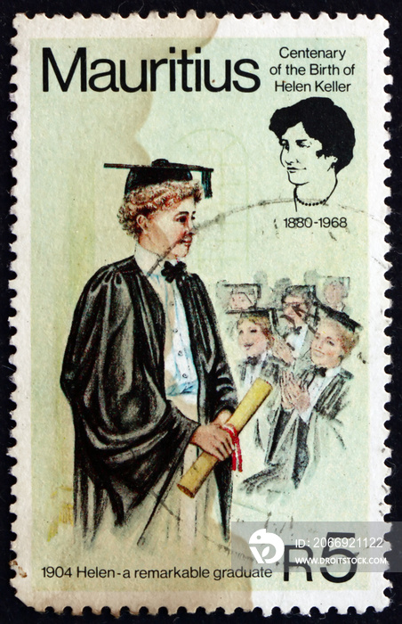 Postage stamp Mauritius 1980 Helen Keller