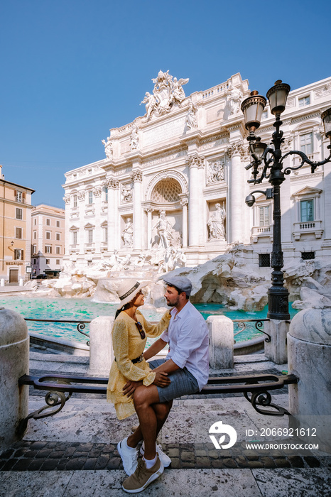 Trevi Fountain, rome, Italy. City trip Rome couple on city trip in Rome