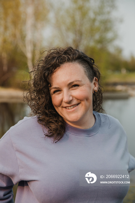 closeup of plus size woman smiling