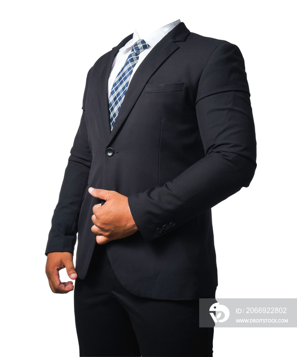 Template of a business man wearing a black suit isolated included with clipping path.