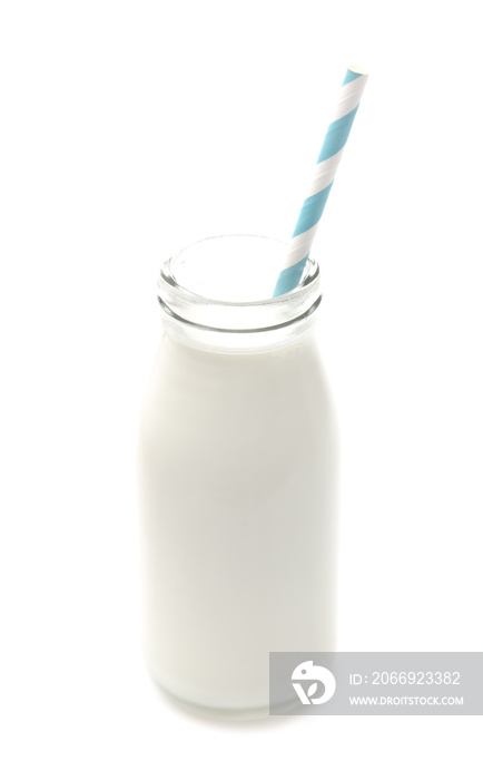 A Bottle of White Milk on a White Background