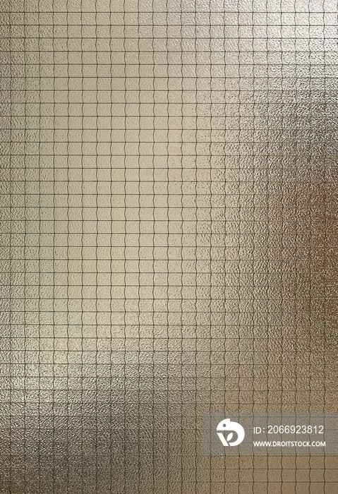 Abstract glass with wire grid texture.