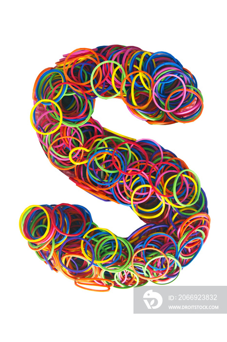 the letter S mad from elastic bands