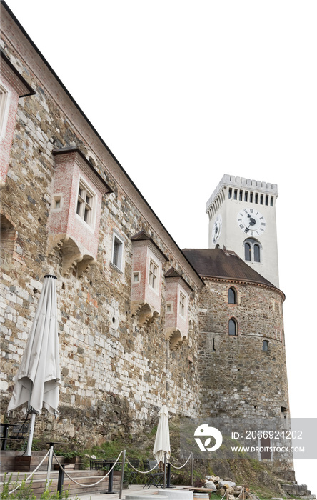 Isolated PNG cutout of medieval building on a transparent background, ideal for photobashing, matte-painting, concept art