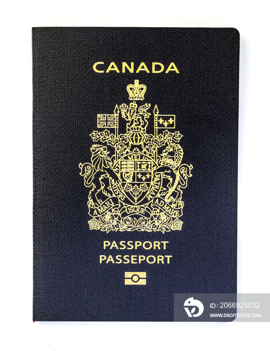 Canadian passport on white background