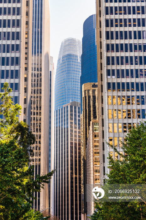 Urban skyline with tall residential and office buildings in South of Market district, San Francisco, California