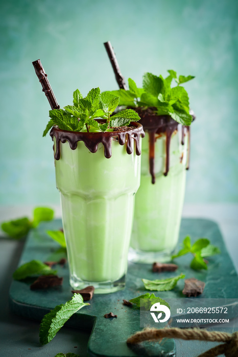 Mint chocolate milkshake