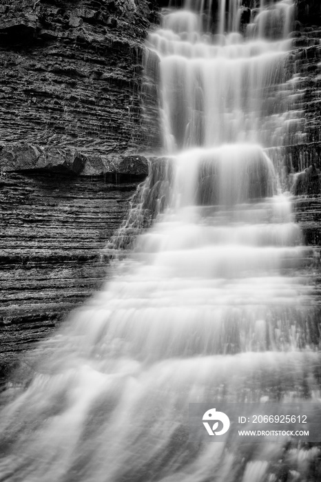 The waterfall, black and white landscape