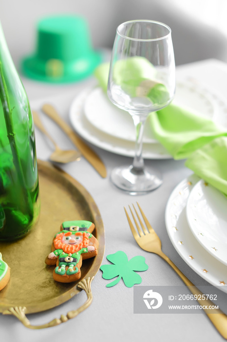 Beautiful table setting for St. Patrick’s Day celebration