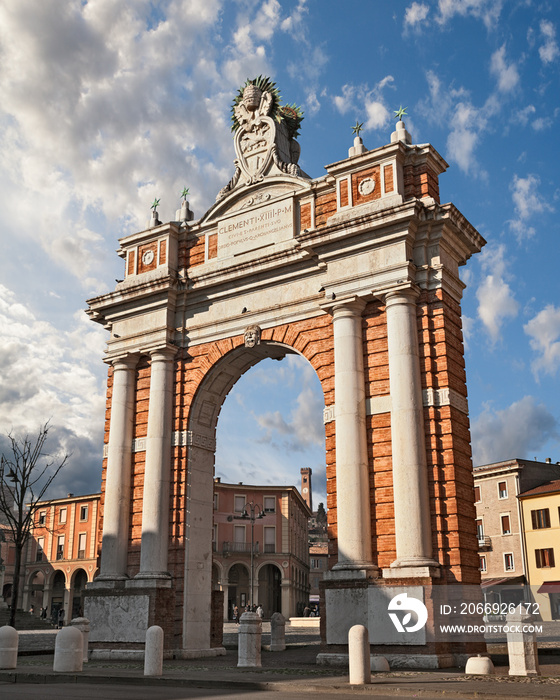 Santarcangelo di Romagna, Rimini, Italy: the triumphal Arch (Arco di Papa Clemente XIV, 1772–77)