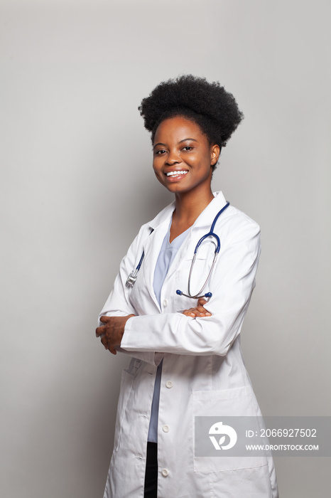 Healthcare concept. Happy successful woman doctor in uniform