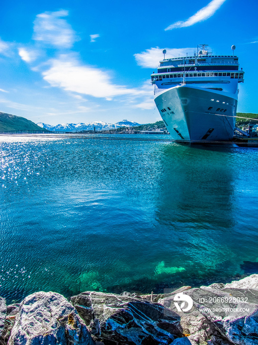 Big cruise ship in the Breivika Harbor in Tromso, Norway