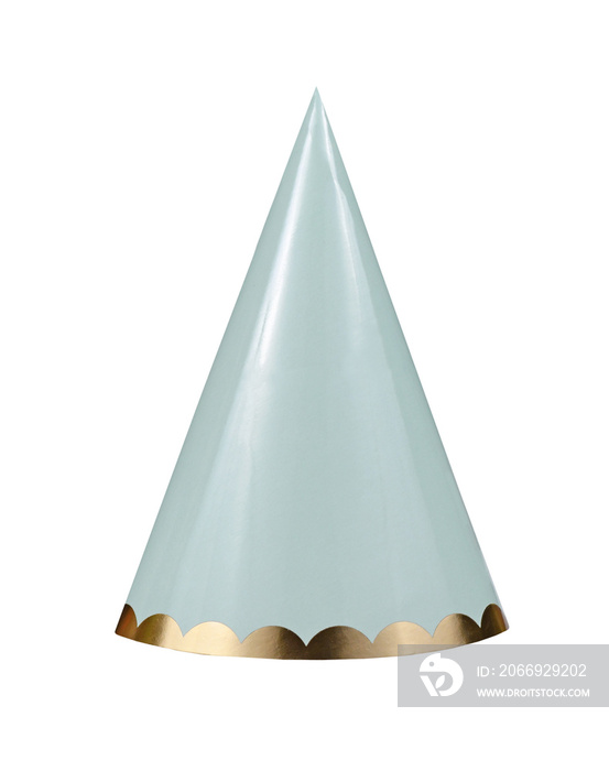 Pastel blue paper party hat on transparent background