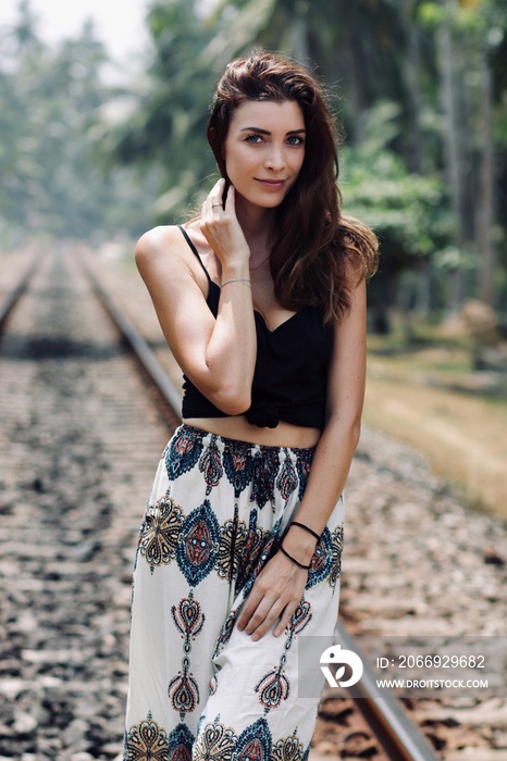 portrait of a woman in sri lanka into the jungle