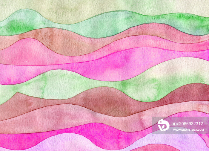 Abstract wave watercolor painted background