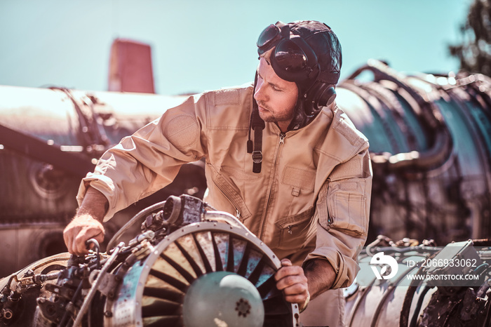 Man with jet’s turbine