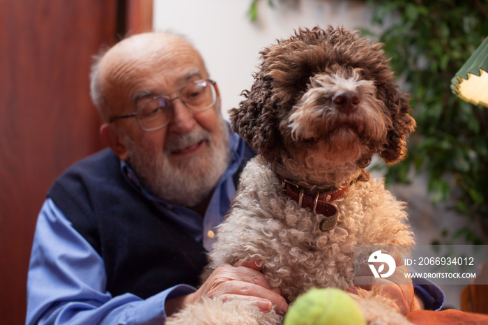 old man with his dog