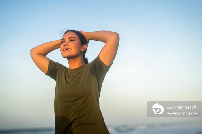 Marine veteran trains every morning on the beach to stay in shape just like when she was on active duty.