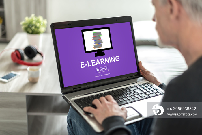 E-learning concept on a laptop screen