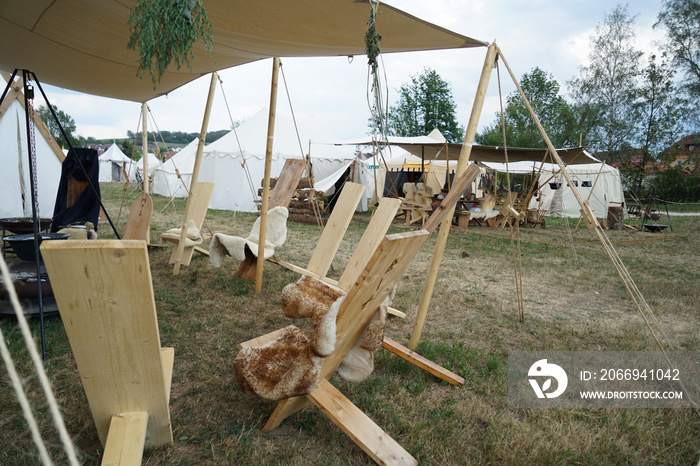 Impressions of a camp life on a medieval festival in Germany