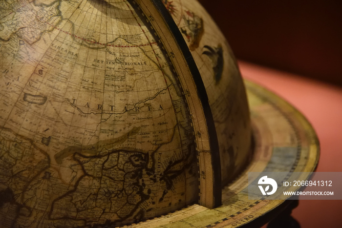 Antique globe, close up