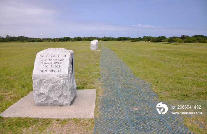 First Successful Flight of an Airplane Spot at Wright Brothers National Memorial, Kill Devil Hills, North Carolina, USA.