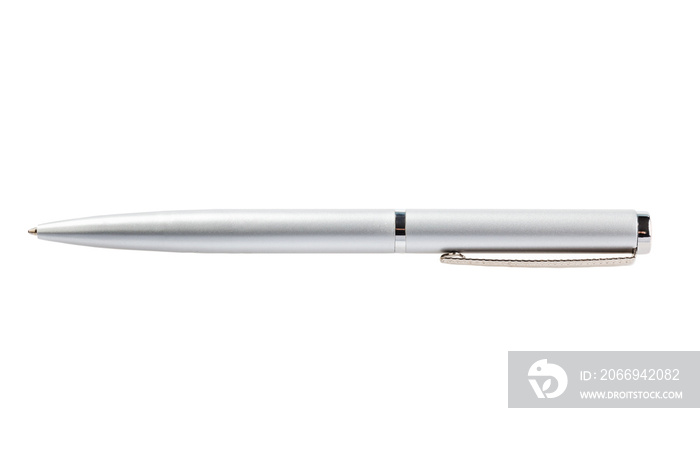 Side view of a ballpoint pen, isolated on a white background